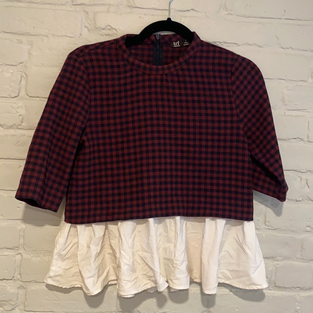 Gingham Layered Peplum Top